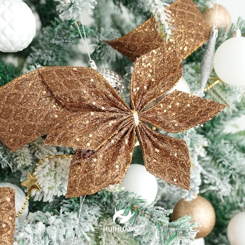 Glitter Copper Diamond Wired Christmas Ribbon 2.5 inch x 10 Yards (30 Foot)