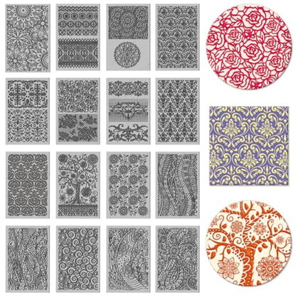 16 Sheets 16 Styles Retro Lace Polymer Clay Texture Mat Mandala Tree Modeling Pattern Pad Bohemian Texture Sheets for Polymer Clay Making Earrings Jewerly Tools
