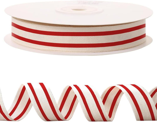 10 Yards × 3/5 Inch Red Natural Cotton Ribbon, Double Sided Webbing Straps Ribbons, Birthday Wedding Valentines Ribbons for Crafting, DIY Sewing, Gift Wrapping - Crafty Corner