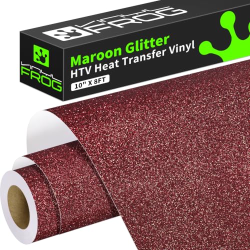 Maroon Glitter HTV Vinyl Roll 10" x8ft Shimmer Iron on Vinyl