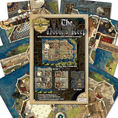 The Noble's Keep Roleplaying D&D Battle Map; 16 Modular RPG Maps in 8 Double