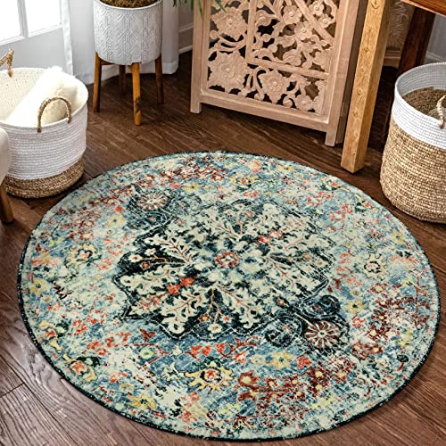 Reine Bohemian Floral Medallion Round Rug