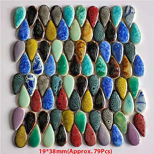 500g 1.1lb Random Color Irregular Ceramics Mosaic Tiles (79 Count)