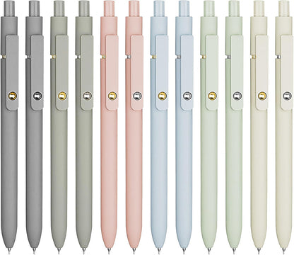 12 Pcs Gel Pens 0.5mm Quick Dry Black Ink Pens Fine Point Smooth Writing Pens, Cute Office and School Supplies Gifts for Women Teacher Students (12 Pcs Morandi Gold and Silver)