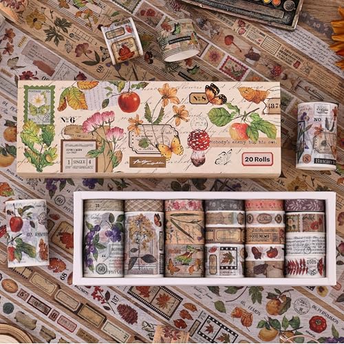20 Rolls Vintage Washi Tape Set (131.2 Foot)