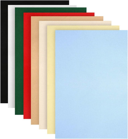 8 Pieces Aida Cloth 8 Color 14 Count Classic Reserve Cross Stitch Fabric (8 Count)