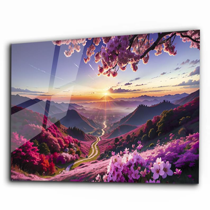 Scenery Tempered Glass Wall Art Painting for Living Room