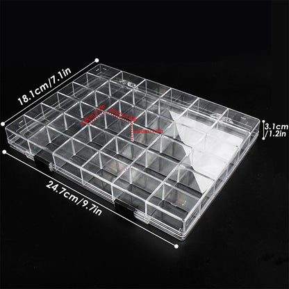 36 Grids Clear Plastic Organizer Box, Craft Storage Container for Beads Organizer, Art DIY, Crafts Jewelry Storage, Fishing Tackles, Rock Collection, 2 Pack