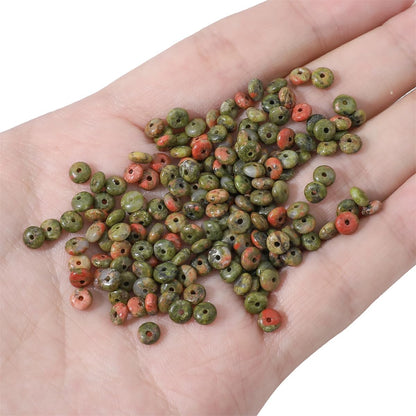 Natural Unakite Disk Stone Beads 4x2mm 160pcs Rondelle Loose Semi Gemstone Beads for Jewelry Making Design
