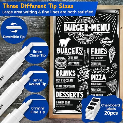 White Liquid Chalk Markers for Blackboard Glass 8 Pack (8 Count)