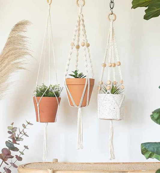 Macrame Kit - Makes 3 Macrame Plant Hangers with Easy To Follow Instructions for Adult Beginners - Includes 109 Yards 3mm Cotton Macrame Cord, Natural Wooden Beads & Custom Instruction Booklet