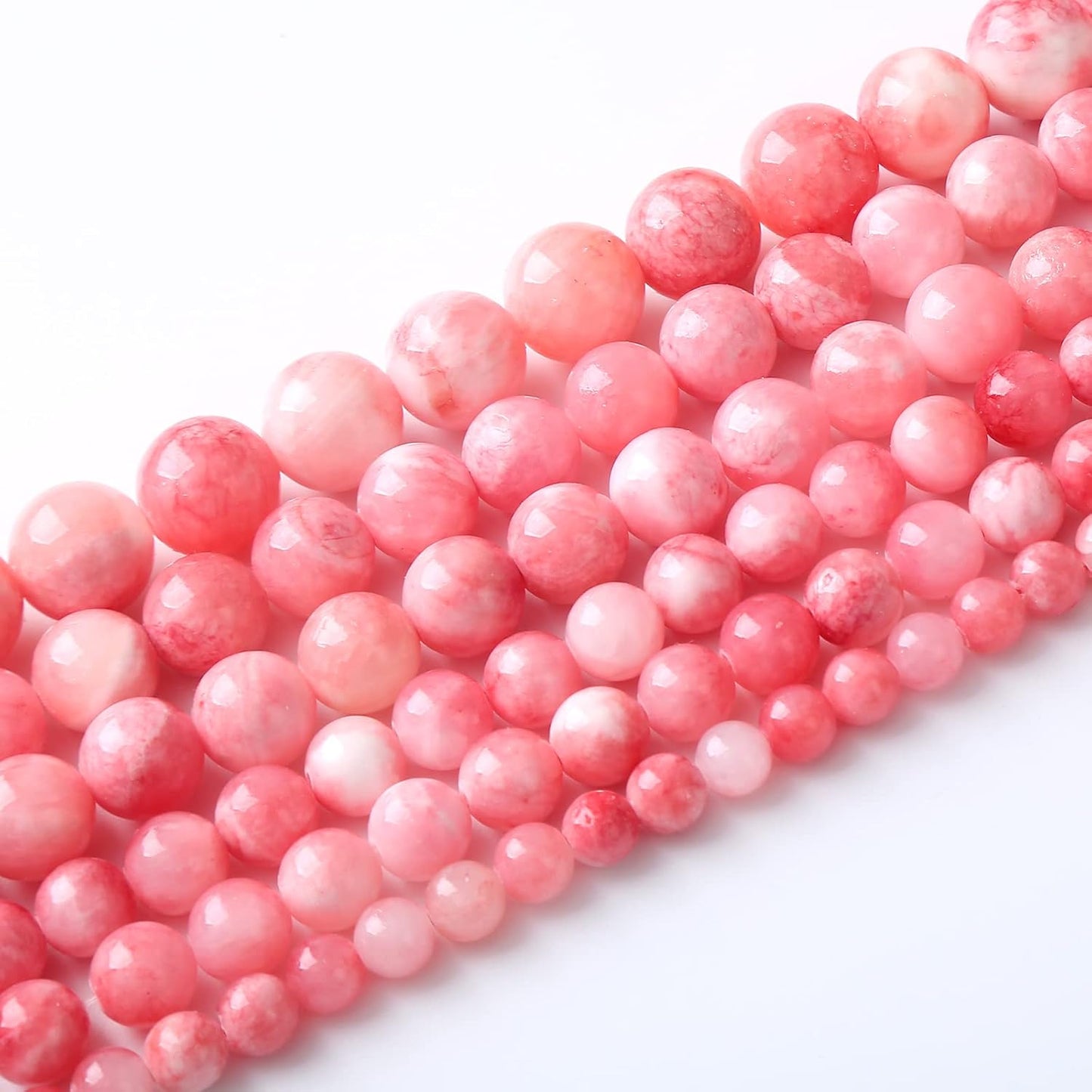 36pcs 10mm Natural Pink White Persian Jade Gemstone Beads Round Loose Spacer Beads for Jewelry Making DIY Bracelets Necklaces 15"(Pink Persian Jade, 10mm)