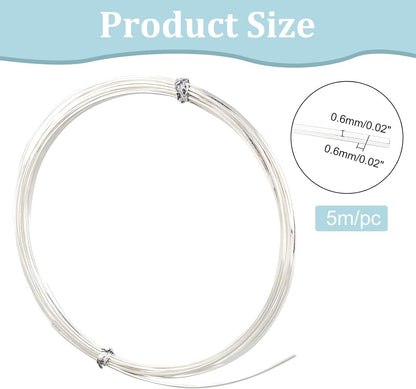 BENECREAT 23 Gauge 16 Feet Silver Square Copper Wire, Bendable Metal Craft Wire for Necklace Bracelet Making and Handmade Project
