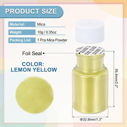 uxcell 10g/0.35oz Cosmetic Grade Mica Powder, 600 Mesh Mica Powder Natural Resin Epoxy Pigment Powders for Casting Resin, Candle Dye, DIY Nail Polish and Lip Gloss, Lemon Yellow