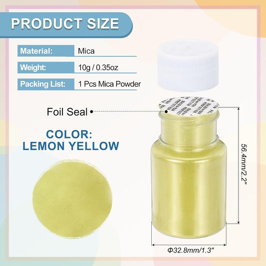 uxcell 10g/0.35oz Cosmetic Grade Mica Powder, 600 Mesh Mica Powder Natural Resin Epoxy Pigment Powders for Casting Resin, Candle Dye, DIY Nail Polish and Lip Gloss, Lemon Yellow