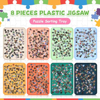 8 Pcs 12'' x 8.7'' Extra Large Puzzle Sorting Trays Stackable Puzzle Trays for Sorting Piece Sorter Jigsaw Storage Accessory for Sorting 2000 (8 Count)