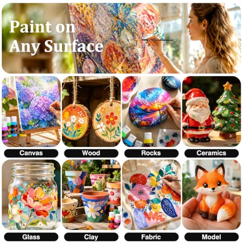 36 Colors Acrylic Paint Set with 12 Brushes (72 Fl Oz)