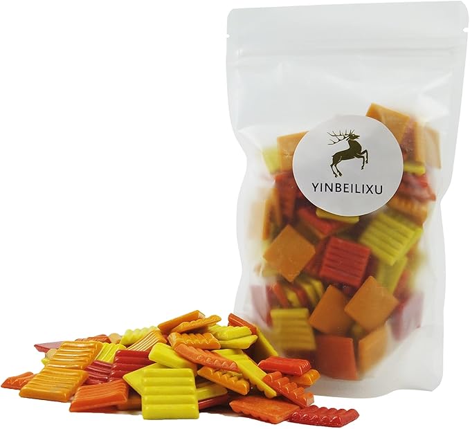 Mosaic Tiles, Glass Mosaic Pieces, 2x2cm Wavy Square Tiles, Mosaic Kits for Adults, Glass Mosaic Tiles forCrafts DIY Art, Frames, Vases Filler, Home Decor, 410g/14.5oz (Red Yellow Orange)
