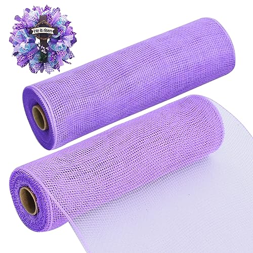2 Rolls 10 Inch Lavender Purple Decorative Mesh Ribbbon Rolls (60 Foot)