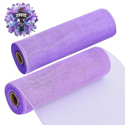 2 Rolls 10 Inch Lavender Purple Decorative Mesh Ribbbon Rolls (60 Foot)