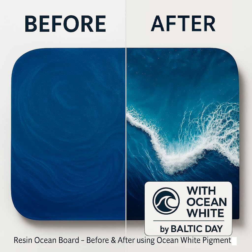 Ocean White Epoxy Resin Pigment Paste XL (191g/6.7oz) – High Concentration Dye for Epoxy & UV Resin, Opaque White Pigment for Ocean Waves, Lacing, Cells, 3D Flower Coasters & Epoxy Art
