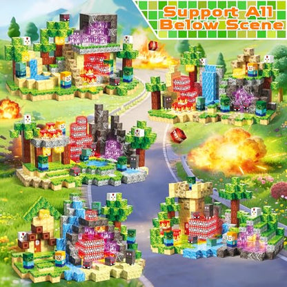 400 PCS Magnetic Blocks with Light Up Blocks (400 Count)
