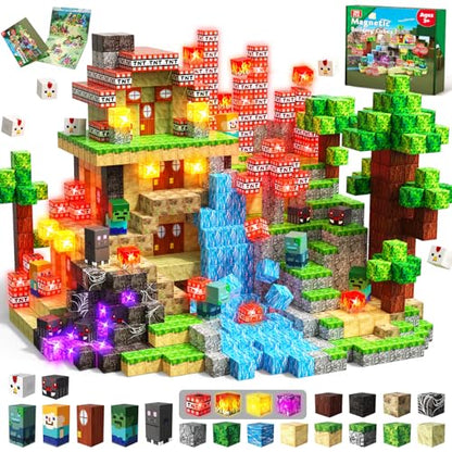 200 PCS Magnetic Blocks with Light Up Blocks