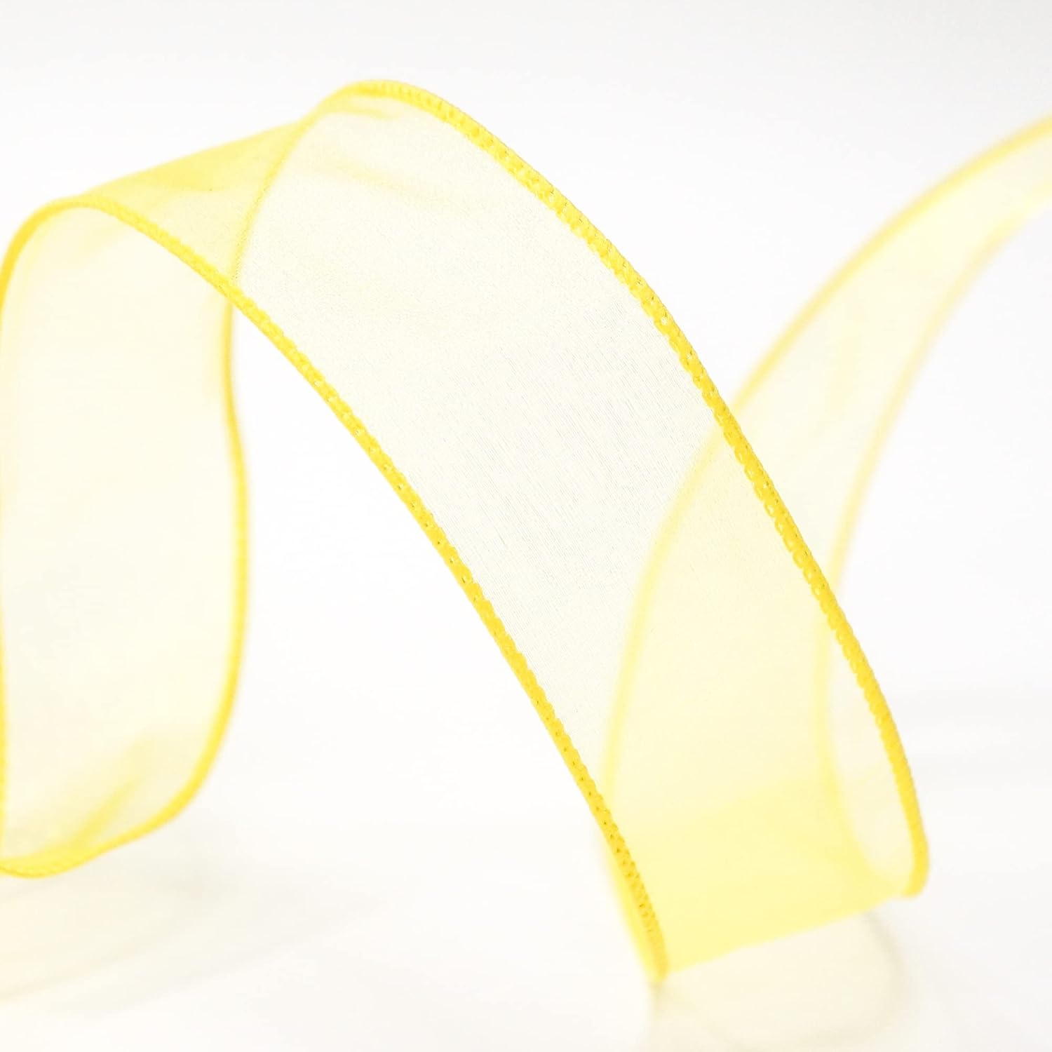 CT CRAFT LLC Sheer Organza Wired Ribbon 1.5" x 50Yards Yellow for Wedding Chair Bow Flora Bouquet Gift Wrapping Christmas Tree Home Decor Wreath - Crafty Corner