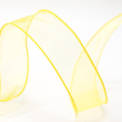 CT CRAFT LLC Sheer Organza Wired Ribbon 1.5" x 50Yards Yellow for Wedding Chair Bow Flora Bouquet Gift Wrapping Christmas Tree Home Decor Wreath - Crafty Corner