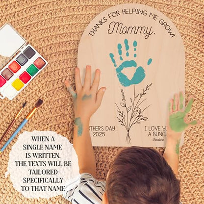 Personalized Handprint Wood Sign for Mom