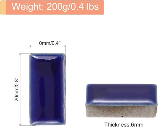 MECCANIXITY 200g Ceramic Mosaic Tiles for Crafts Bulk, Rectangle Dark Blue Ceramic Tiles for Mosaic Kits Garden Stepping Stone Cup Mat
