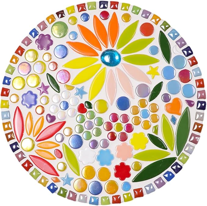 170g Ceramic Mosaic Tiles Pieces, Heart Star Oval Round Flower Shape Mosaics for Crafts Bulk,Student Adults Mosaic Kits Making (Star Mix)