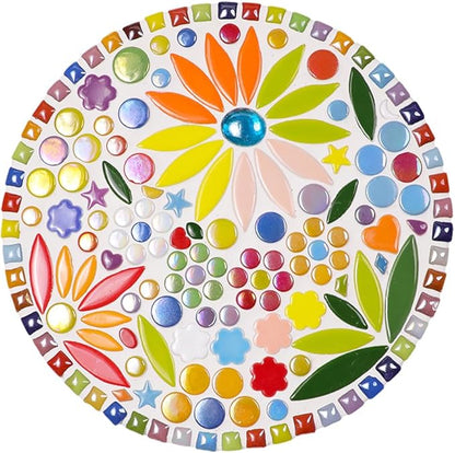 200g Ceramic Mosaic Tiles Pieces, Heart Star Oval Round Flower Shape Mosaics for Crafts Bulk,Student Adults Mosaic Kits Making (5 All Mix)