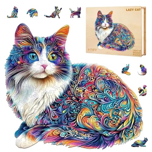 Lazy Cute Cat Adults Gifts Wooden 240 Pieces 13.4 * 12.2in (240 Count)