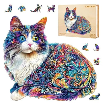 Lazy Cute Cat Wooden Puzzles (95 Count)