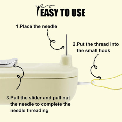 Needle Threaders, 2 in 1 Plug-in Needle Threader Seam Ripper Tool, Automatic Stretchable Seam Rippers for Sewing, Hand Quilling Supplies,Embroidery Stitch Removal(Green/Yellow)