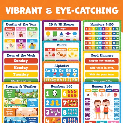 Educational Learning Posters for Toddlers 1 (20 Count)