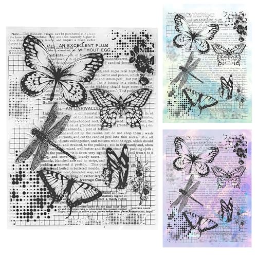 Retro Butterfly Vintage Stamps Clear Stamps for Card Making 1 Sheet