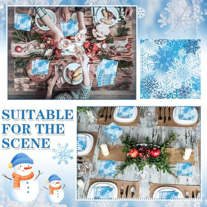 60 Pcs Winter Snowflake Cocktail Paper Napkins 6.5 x 6.5 Inches (60 Count)