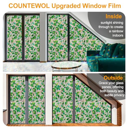 Window Privacy Film with Installation Tools Home Decorative Colored Glass Window Stickers Reusable electrostatic Rainbow Stickers