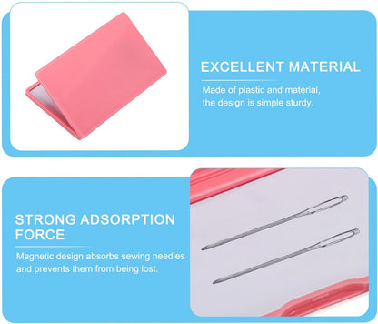 PATIKIL Magnetic Needle Storage Case, Plastic Portable Sewing Pin Keeper Needle Organizer Box Container for Embroidery Knitting Stitching, Pink