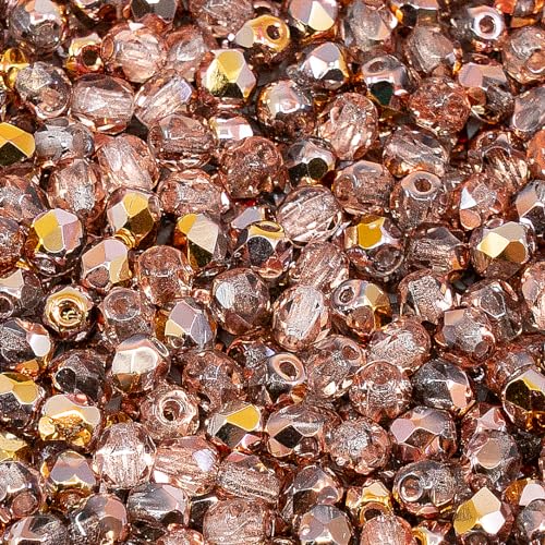 100 pcs of Faceted Fire Polished Pressed Czech Glass Beads 4mm (100 Count)