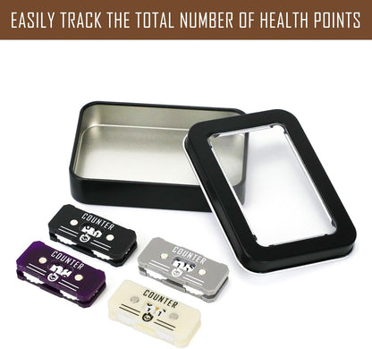4Pcs MTG Life Counter Twin Digits with Metal Box, Health Tracker Life Counter for Magic The gatering, Compatible with MTG Magic Card Games Accessories RPG D&D CCG TCG Tabletop Board Games