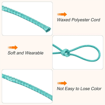 MECCANIXITY Waxed Cord 1.2mm Waxed Polyester Cord 175 Yard Wax String for Bracelet Making,Necklaces, Beading,Jewelry Making and DIY Crafts(Blue-Green)
