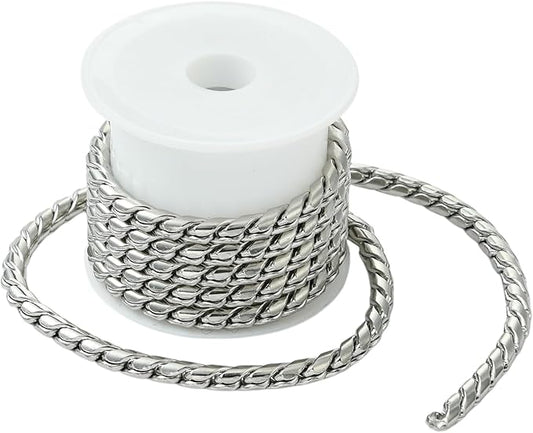 LiQunSweet 3.28 Feet(1m) 304 Stainless Steel Link Chains with Spool Snake Chain Unfinished Necklace Chain for Jewelry Making DIY Craftings - 4.8mm