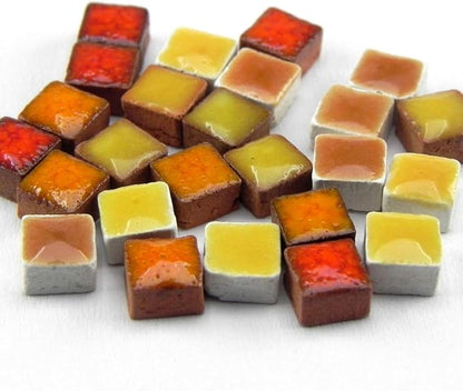 Art Supplies 1000 Square Mosaic Tiles Bulk 0.19 inch 5 mm 0.5 cm Mix Orange, MXOR