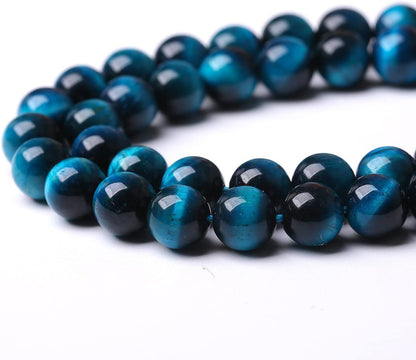Blue Tiger Eye Gemstone Loose Beads Natural Round Loose Stone Beads for Jewelry Making DIY Bracelet Necklace Earrings 6mm 61-63pcs 1 Strand 15" (Blue Tiger Eye, 6mm)