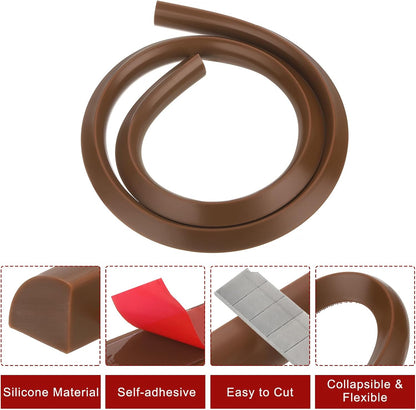 uxcell Flexible Molding Trim, 39 Inch Flexible Quarter Round Molding Silicone Peel and Stick Trim Self Adhesive Shower Water Barrier for Corner Decor Bathroom Kitchen, Brown