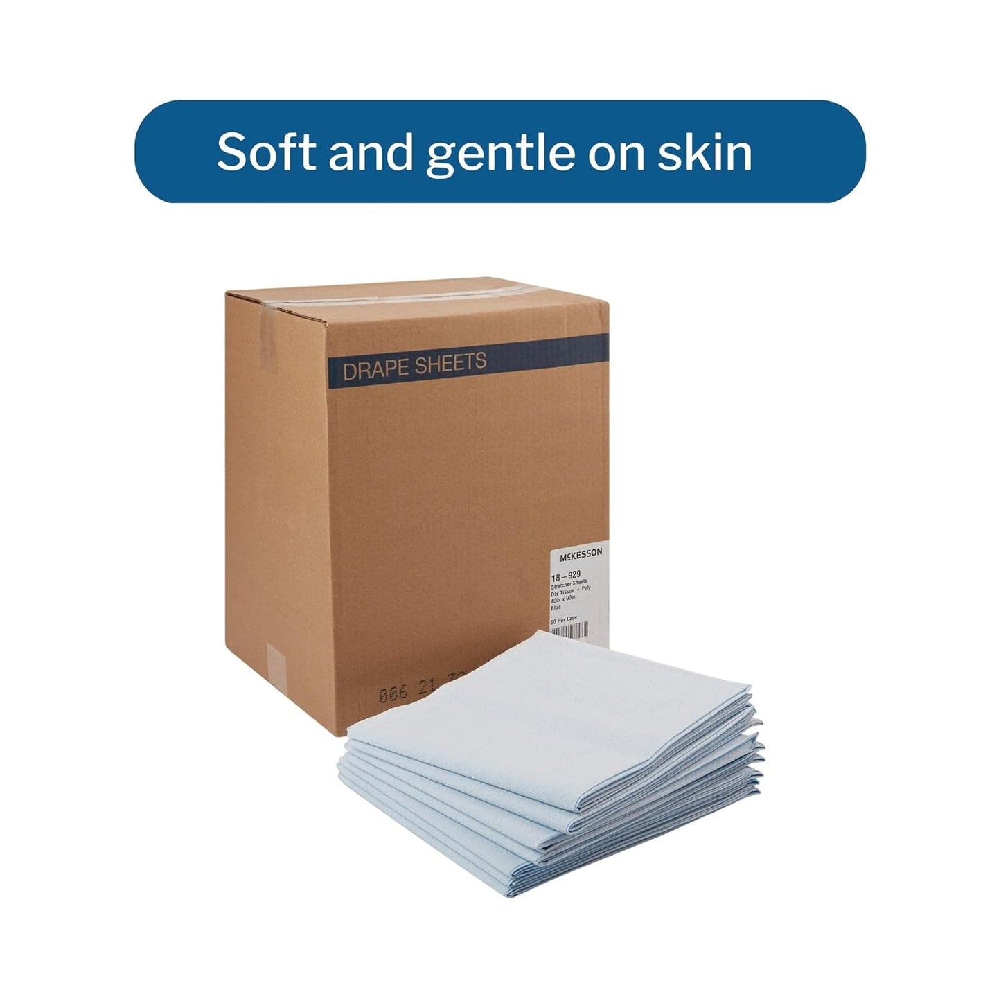 McKesson Drape Sheets [50 Count] Disposable Stretcher Sheet for Bed, Massage, Exam, Medical, Tissue/Poly, Latex-Free, 40 x 90 in, Blue