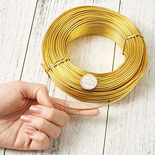 180 Feet 2mm Gold Aluminum Wire Bendable Metal Craft Wire for Beading Sculpting Jewelry Making (180 Foot)